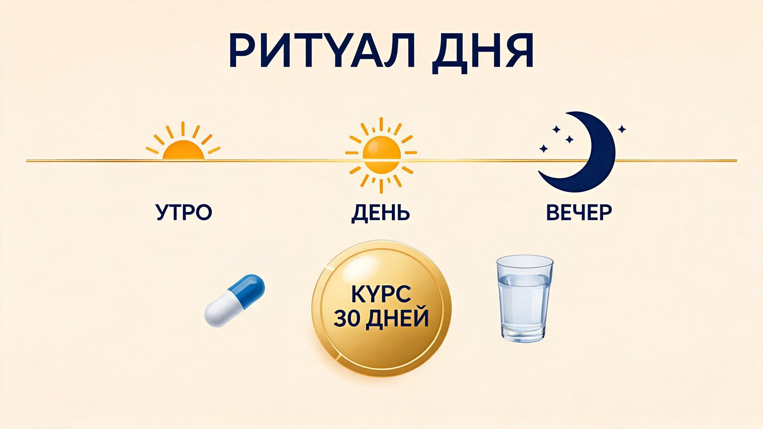 Схема приёма комплексной программы «Мужская сила»: утро, день, вечер — курс 30 дней