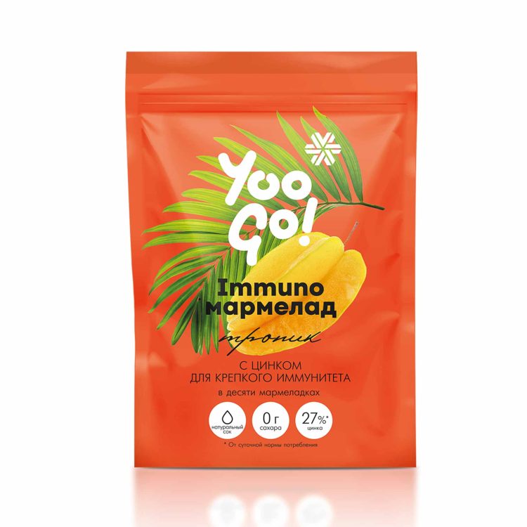 Immuno-мармелад Yoo Go — жевательный мармелад с цинком и куркумином без сахара