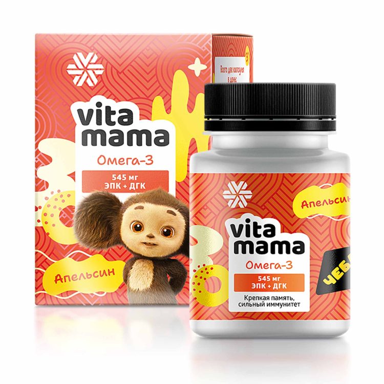 Омега-3 (апельсин) VITAMAMA — мягкие капсулы для детей