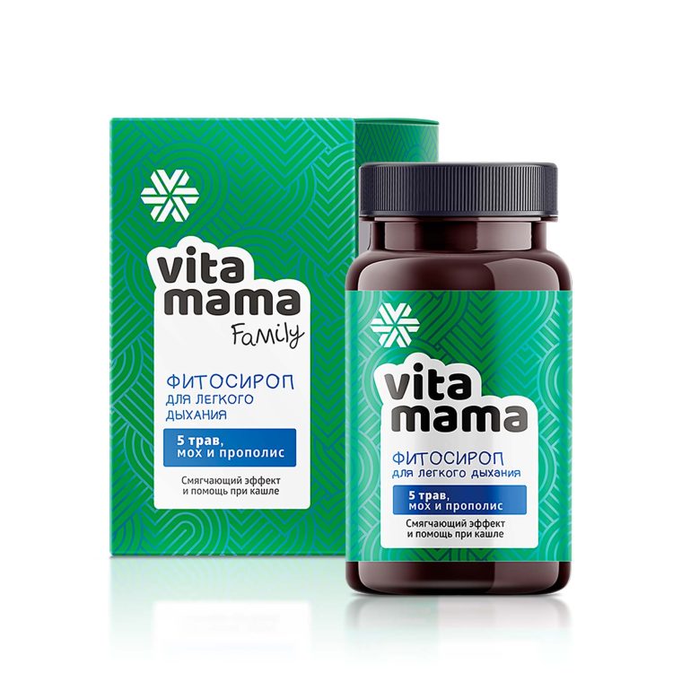 Фитосироп для лёгкого дыхания Vitamama Family — бутылочка 95 мл