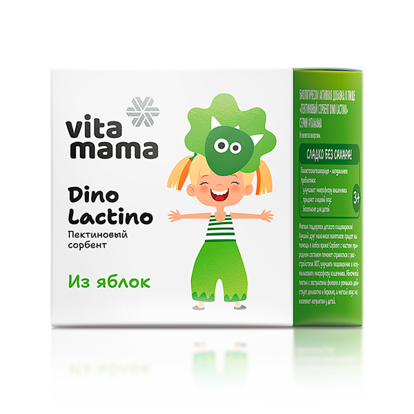 Пектиновый сорбент Dino Lactino — яблочный пектин и ГАО для детей с 3 лет