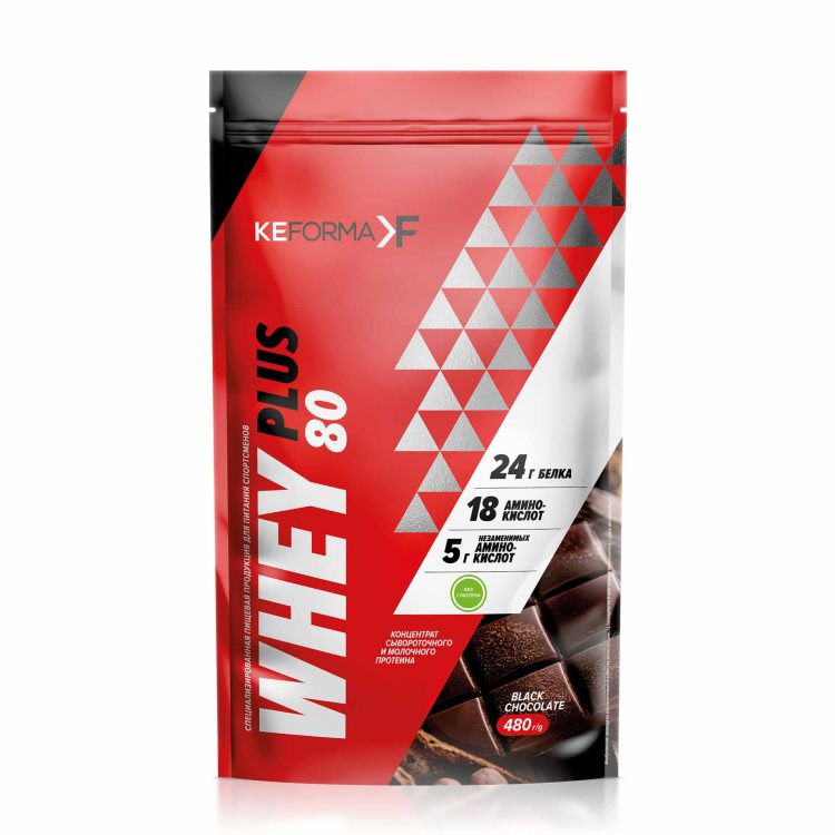 Протеиновый коктейль WHEY PLUS 80 Темный шоколад, банка 480 г